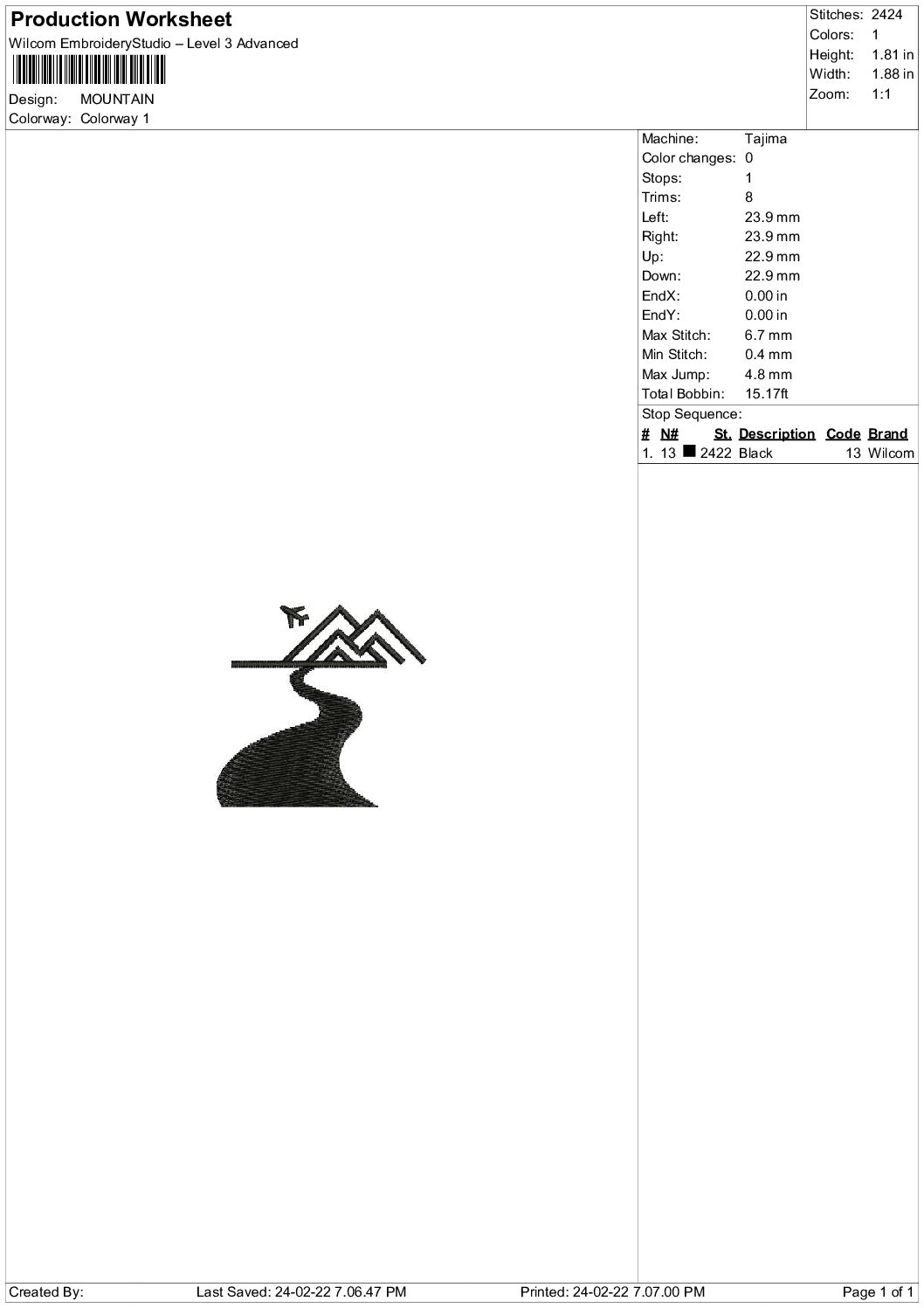 Mountain Digitized Embroidery File